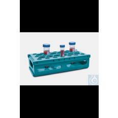 ISOLAB Röhrchengestell klappbar, 21 & 12 Löcher, für 15 ml und 50 ml Röhrchen, PP, blau