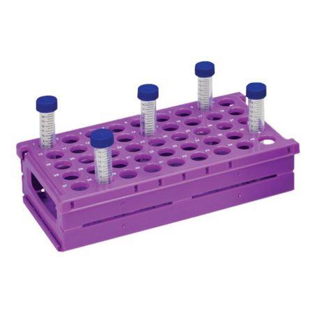 Moonlab® faltbares Rack für Zentrifugenröhrchen 15 ml | 45 Plätze (9x5) | lila | Polypropylen (PP), autoklavierbar