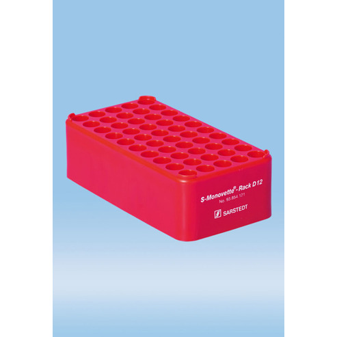 Sarstedt S-Monovetten Ständer D17 – Einfach-Blockständer, 50 Bohrungen, rot, autoklavierbar