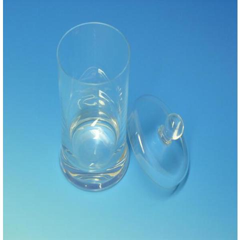 Assistent Glaszylinder mit Fuß und Überfall-Glasdeckel, 8 x 8 cm – Labor- & Vorratsbehälter von Karl Hecht