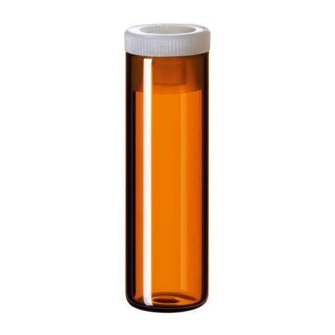 neochrom® Flachbodengläser 4 ml Braunglas | 44,6 x 14,6 mm | mit 15 mm PE-Stopfen | 100 Stück