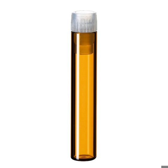 neochrom® Flachbodengläser 1 ml | Braunglas | 40 x 8,2 mm | PE-Stopfen 8 mm mit Einschubsperre | 100 Stück